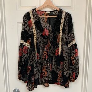 Burner Boho Tie Front Blouse or Coverup women’s M by POL